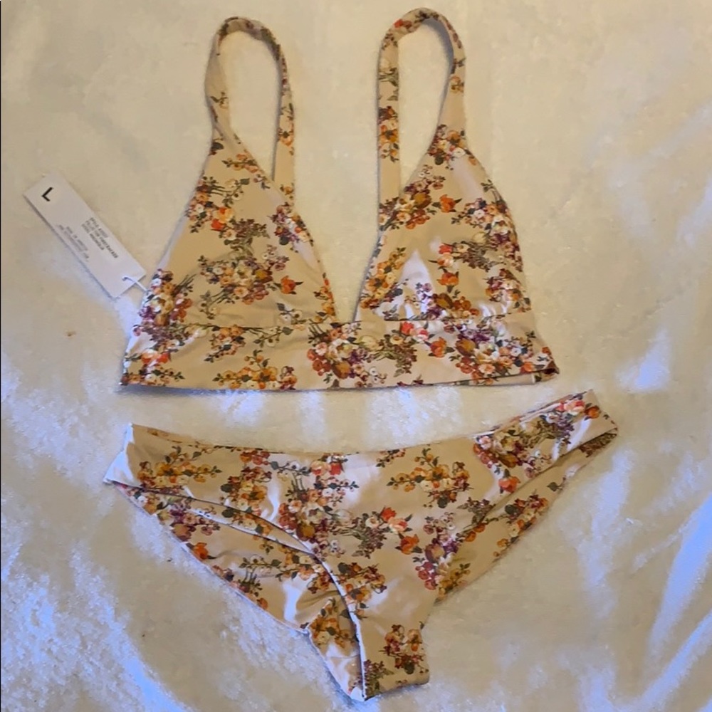 RARE- Boys + Arrows Beige Floral Bikini Set